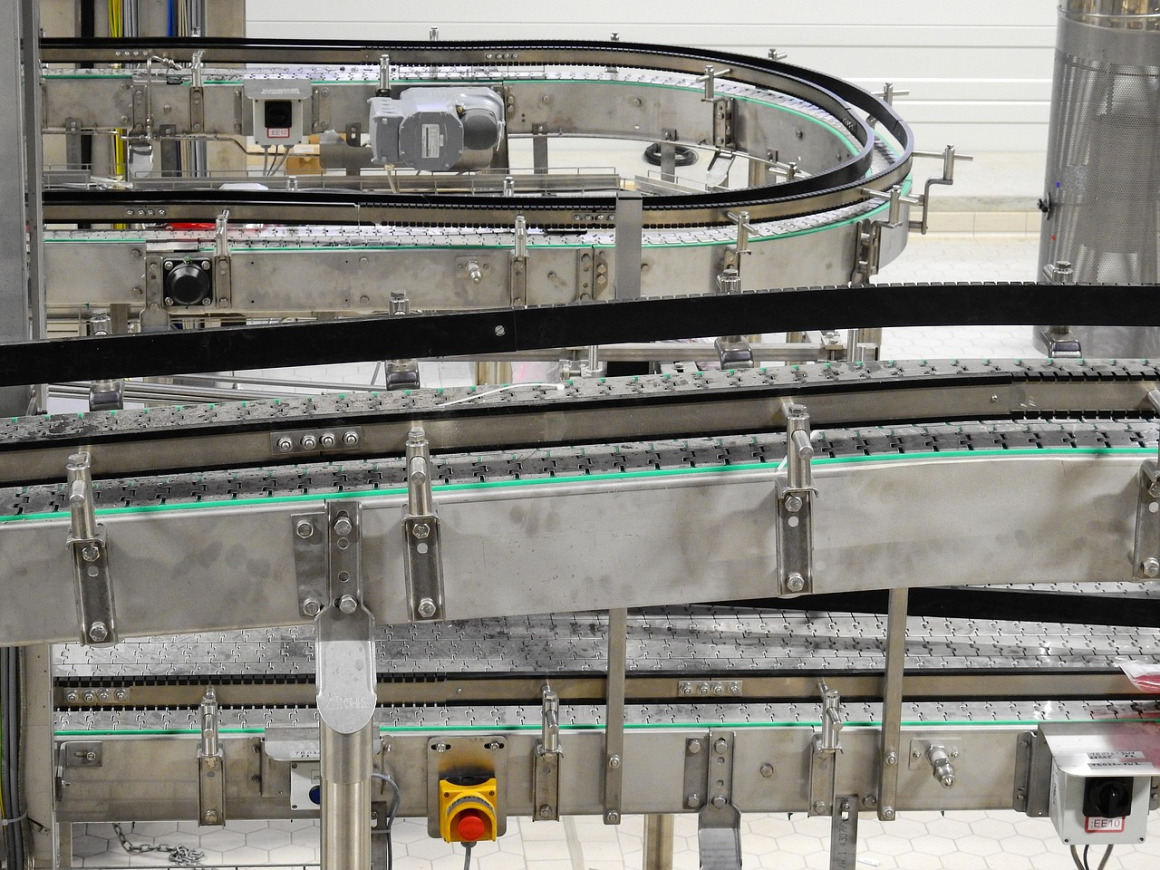 factory conveyor belts close-up